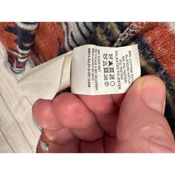 Lucky Brand Aztec Drape Cardigan Sweater Womens Small Gray Maroon Rust - Picture 9 of 14